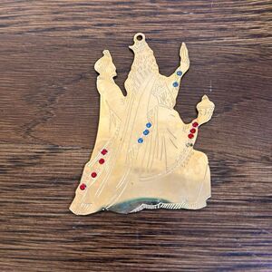 Vtg 1992 Gloria Duchin gold brass 3 Wise Men ornament with rhinestones
